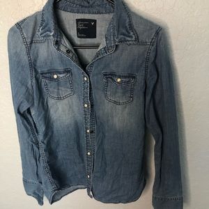 Pearl snap denim button up